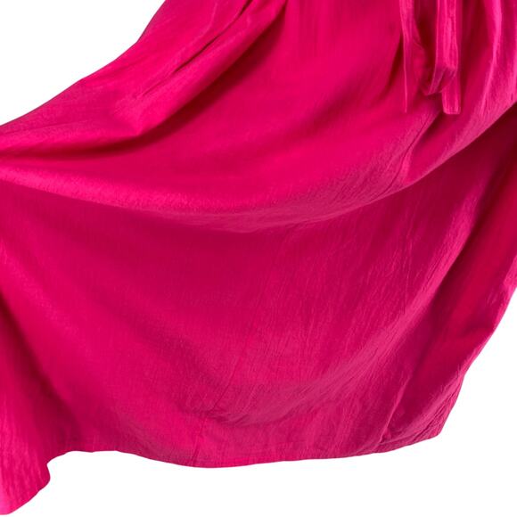 Vtg 80s 90s Two Potato Button Down Tie Back Short Sleeve Maxi Dress M Pink NOS - Picture 9 of 16